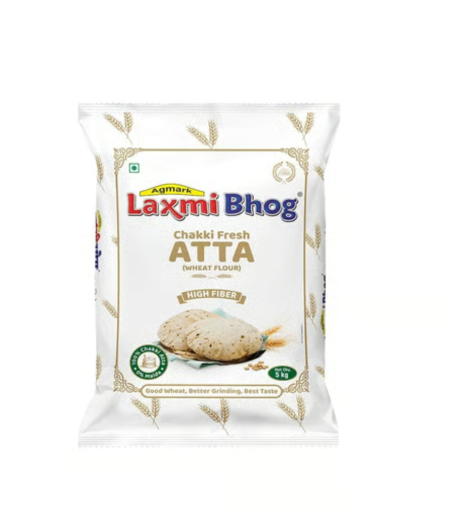 Laxmi Bhog Chakki Fresh Atta | Premium Whole Wheat Flour for Soft Rotis 5 kg